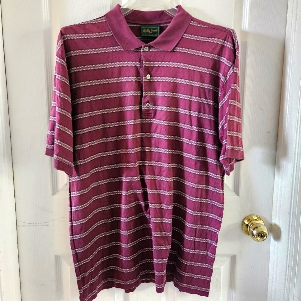 Bobby Jones Collection Polo Red With White Stripes Large